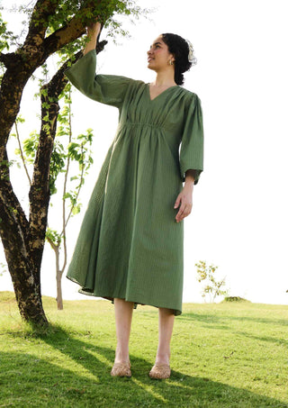 Sap green check shringara dress