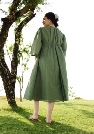 Sap green check shringara dress