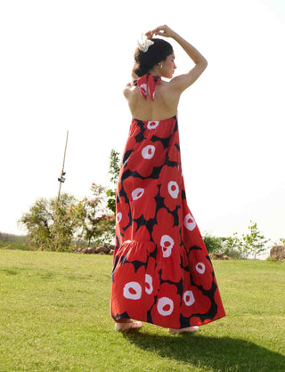 Red and black mekko dress