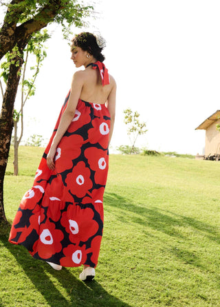 Red and black mekko dress