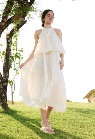 Offwhite self stripes camellia dress