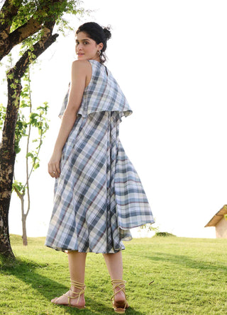 Madras checks camellia dress