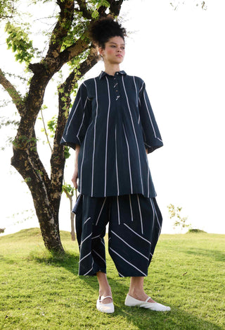 Black & white stripe nargis tunic and pants