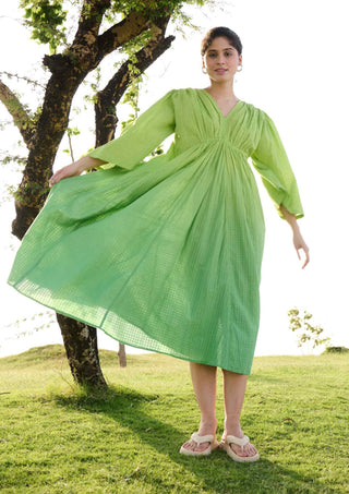 Parrot green ombre shringara ombre dress