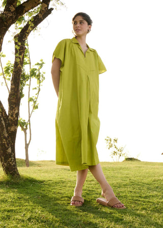 Solid lime chamomile dress