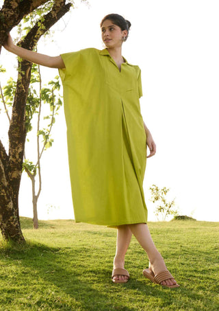 Solid lime chamomile dress