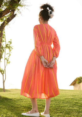 Orange & yellow stripes cosmo dress