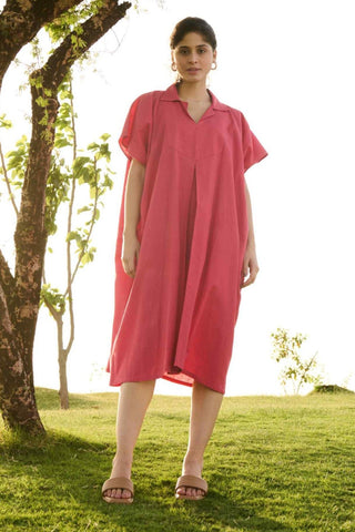 Solid redish pink chamomile dress