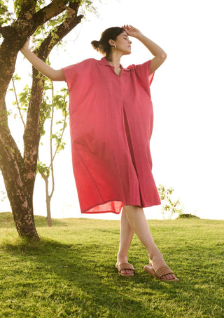 Solid redish pink chamomile dress