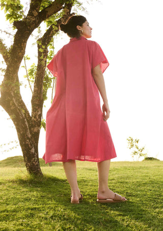 Solid redish pink chamomile dress