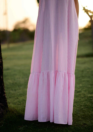 Pink madras stripes dress