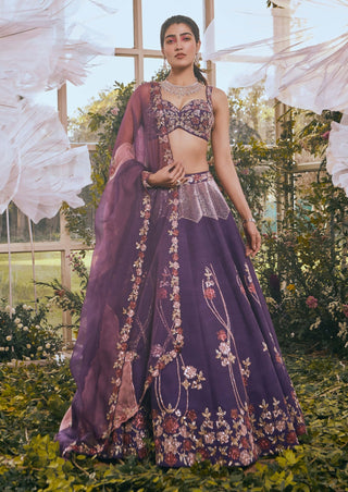 Purple multi katdana lehenga set