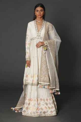 Ivory chanderi anarkali set