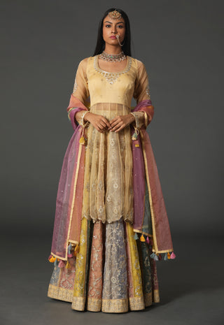 Beige-multicolor lehenga set