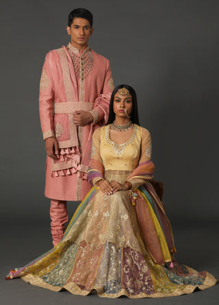 Beige-multicolor lehenga set