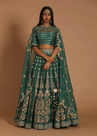 Dark moss green lehenga set