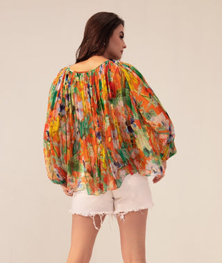 Orange multicolor eden top