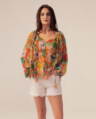 Orange multicolor eden top