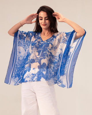 Blue azure kaftan top