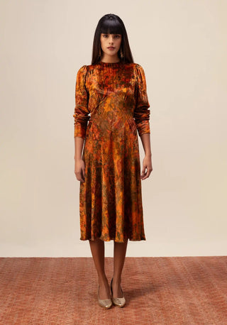 Nargis rust midi dress