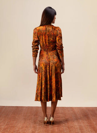 Nargis rust midi dress