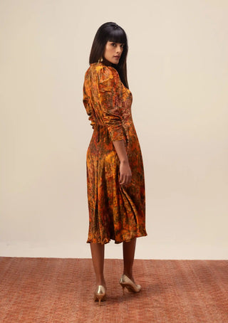 Nargis rust midi dress