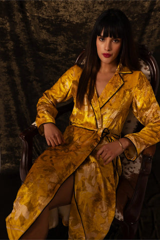 Nargis yellow robe dress