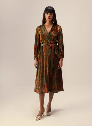 Nargis green wrap dress