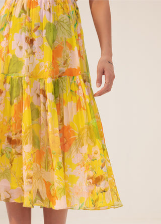 Yellow multicolor ahana midi dress