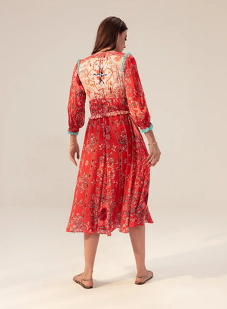 Samara red printed midi dress