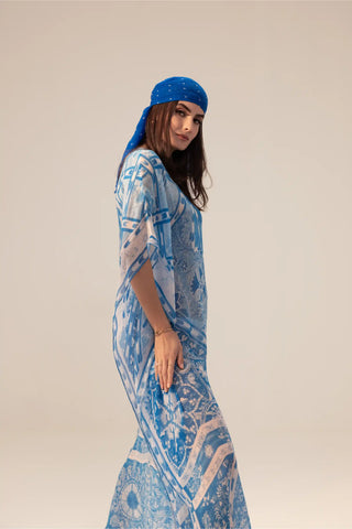 Aisha blue printed kaftan