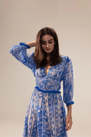 Aisha blue midi dress