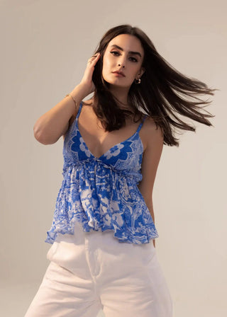 Aisha blue printed cami top