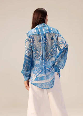 Aisha blue printed shirt