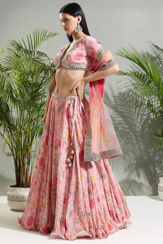 Blush Pink floral sunset bloom lehenga set