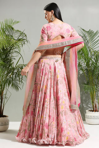 Blush Pink floral sunset bloom lehenga set