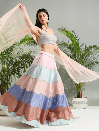 Multicolor sunset bloom lehenga set