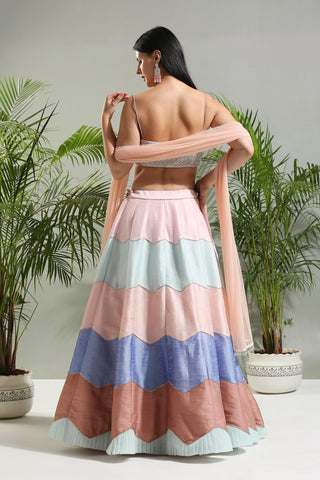 Multicolor sunset bloom lehenga set