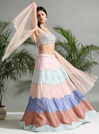 Multicolor sunset bloom lehenga set