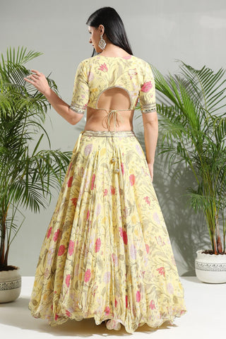 Yellow floral sunset bloom lehenga set