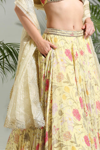 Yellow floral sunset bloom lehenga set