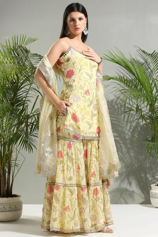 Yellow floral sunset bloom sharara set