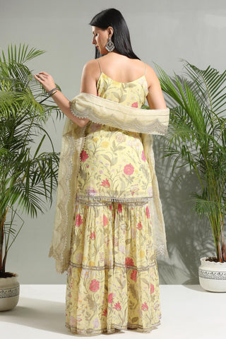 Yellow floral sunset bloom sharara set