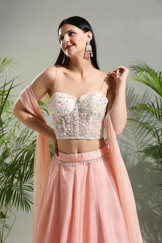 Peach and Ivory sunset bloom corset set