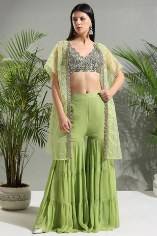 Olive green sunset bloom sharara set