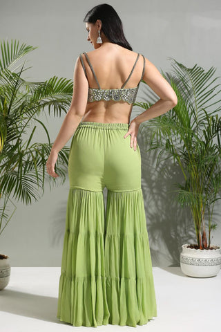 Olive green sunset bloom sharara set