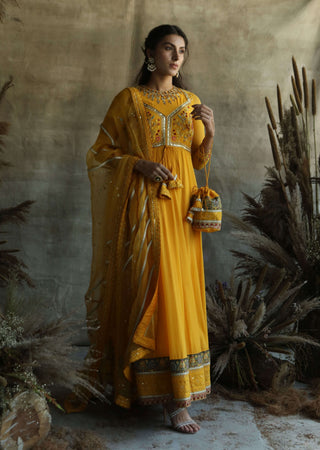 Yellow anarkali suit set