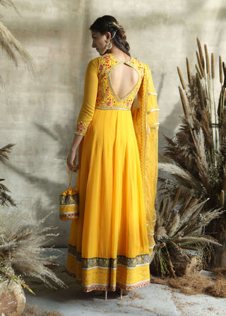 Yellow anarkali suit set