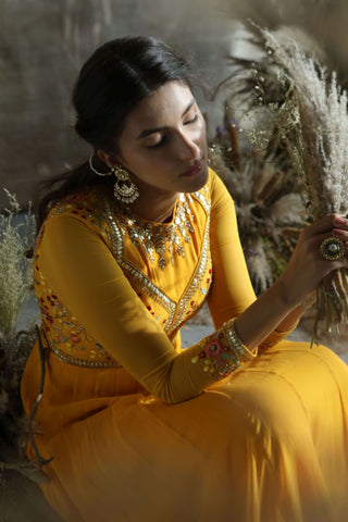 Yellow anarkali suit set