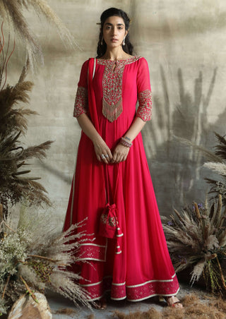 Hot pink anarkali suit set